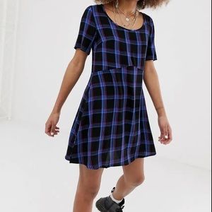 Asos tie back check smock dress